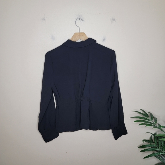 NWT J. Crew | Black Crepe Faux Wrap Long Sleeve Blouse Size 6 - Picture 8 of 9